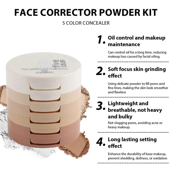 5-Tone Correction Compact Powder – Long-Lasting & Brightening