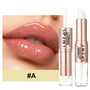 2IN1 Tapered Gradient Lipliner Pen Nude Brown Mirror Glass Lip Gloss Matte Lip Liner Waterproof Lip Contour Non Stick Makeup