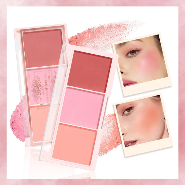 HISYI Three-Color Natural Blush – Matte & Long-Lasting
