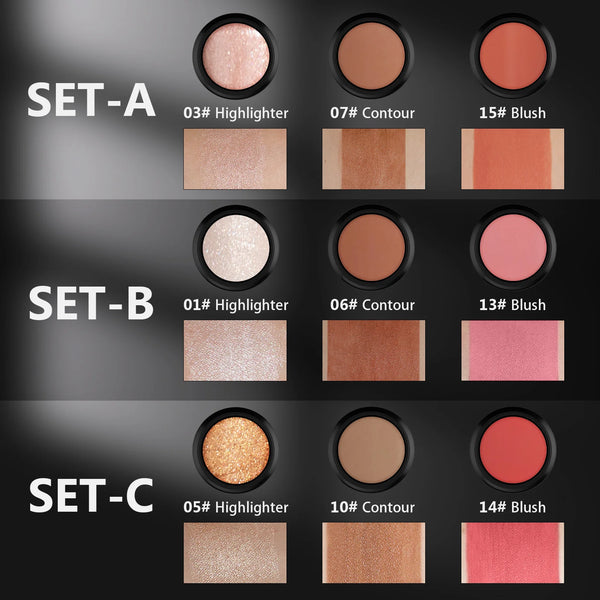 4pcs Cream Contour Kit with Brush – Contour, Highlighter & Blush Sticks