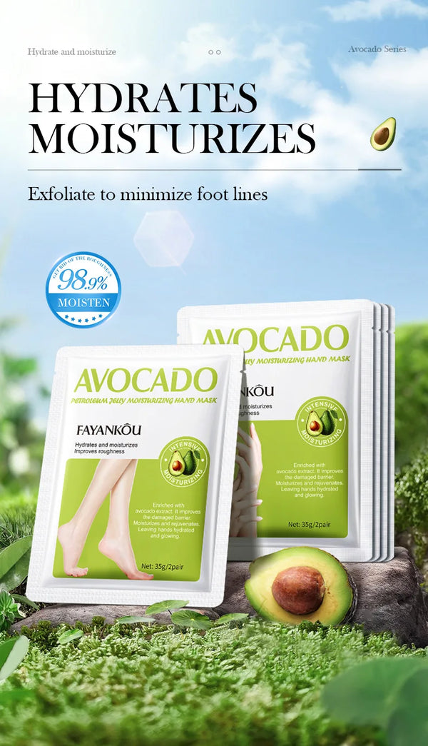 Avocado Foot Exfoliating Mask – Moisturizing Dead Skin Remover (1/3/5 Pairs)