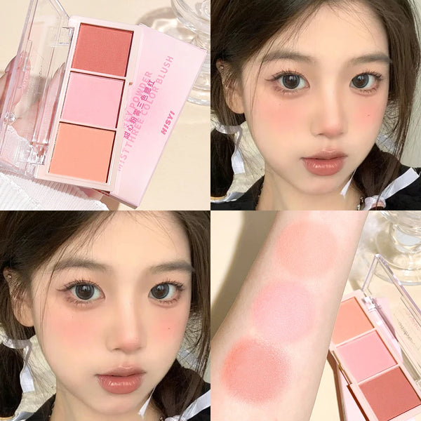 HISYI Three-Color Natural Blush – Matte & Long-Lasting