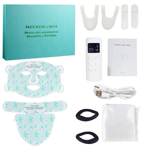 LED 8 Colors Face Mask and Neck Red Light  Near Infrared Therapy Anti Aging Wrinkle Acne Pore Oil Control Skin Tighten Whiten