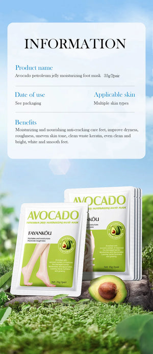 Avocado Foot Exfoliating Mask – Moisturizing Dead Skin Remover (1/3/5 Pairs)