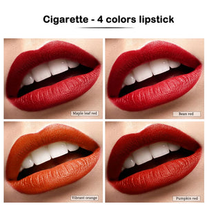 4 pcs/set Cigarette Lipstick Set Long Lasting Lip Glaze Matte Lip Gloss Waterproof Lip Stick Tube Nude Lip Tint Makeup Cosmetics